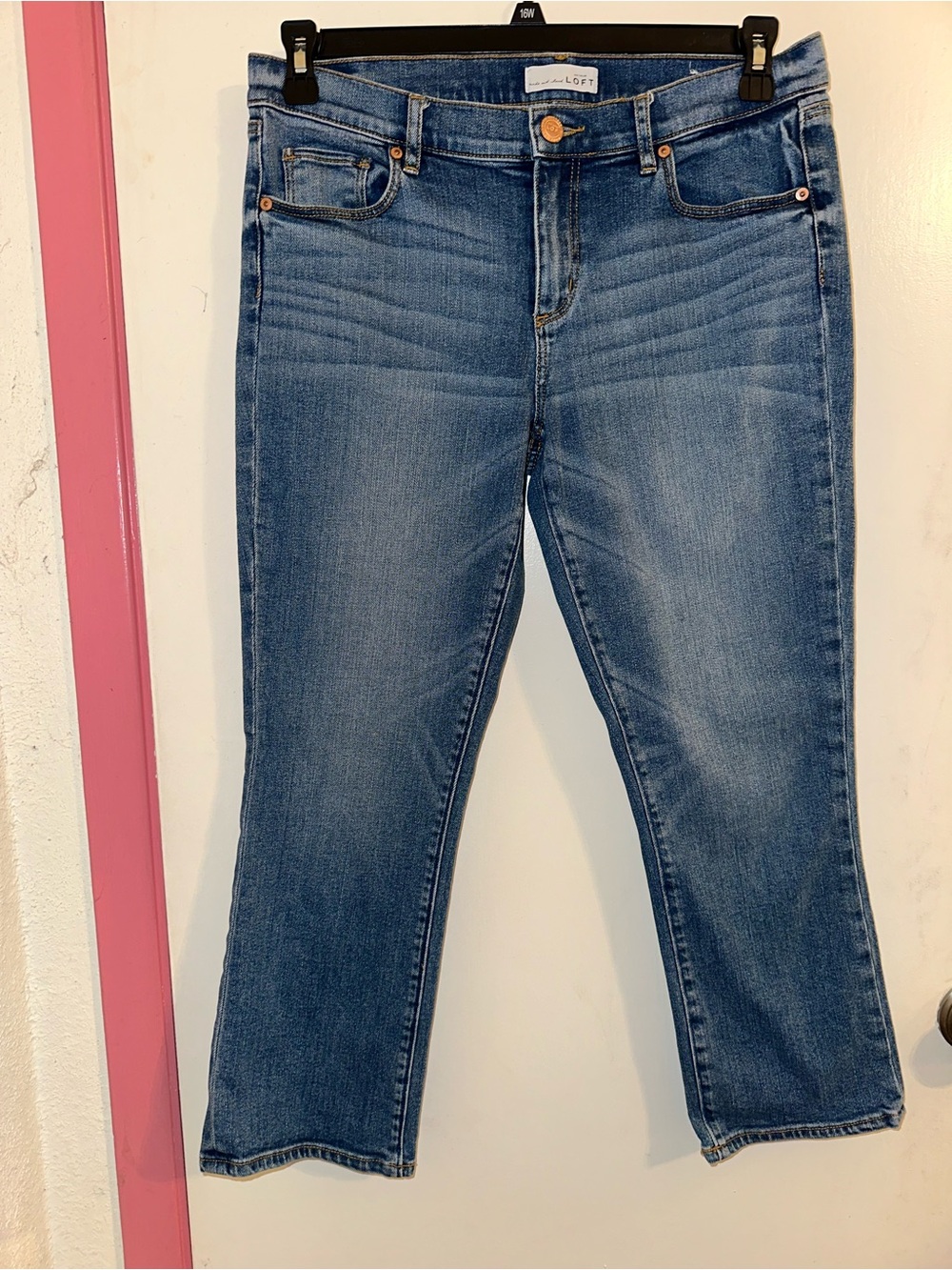 LOFT Blue Ankle-Length Straight Jeans